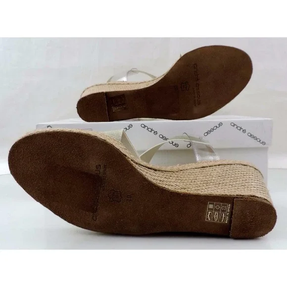 Andre Assous Desi Espadrille Wedge Sandal Platinum Gold - Picture 11 of 12